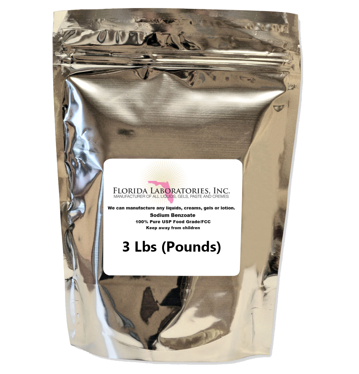 Sodium Benzoate, 3 Lbs (Pounds), 100% Food Grade Safe, Preservative, Additive
