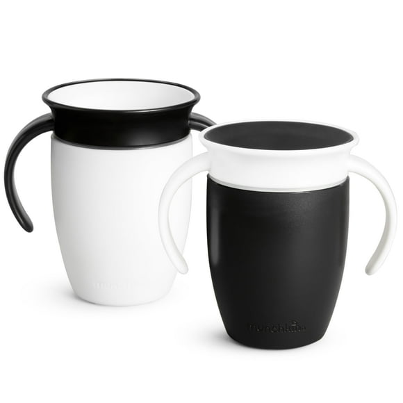 Sippy Cup Munchkin Miracle 360 Trainer, 200 ml, paquete de 2 unidades, color blanco y negro
