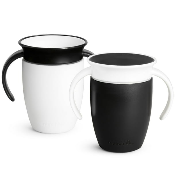 Sippy Cup Munchkin Miracle 360 Trainer, 200 ml, paquete de 2 unidades, color blanco y negro