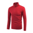 thumbnail image 2 of INSPIRE CHIC Chandails pour Hommes, Chandail à Col Roulé, Manches Longues, Extensible, Coupe Ajustée, Hauts 46 Rouge, 2 of 7