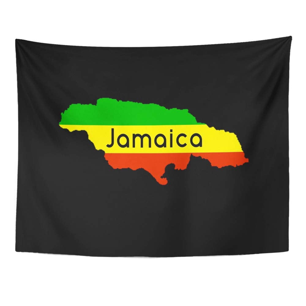 REFRED Green Blank Jamaica Map with Rasta Flag On Black Red Border ...