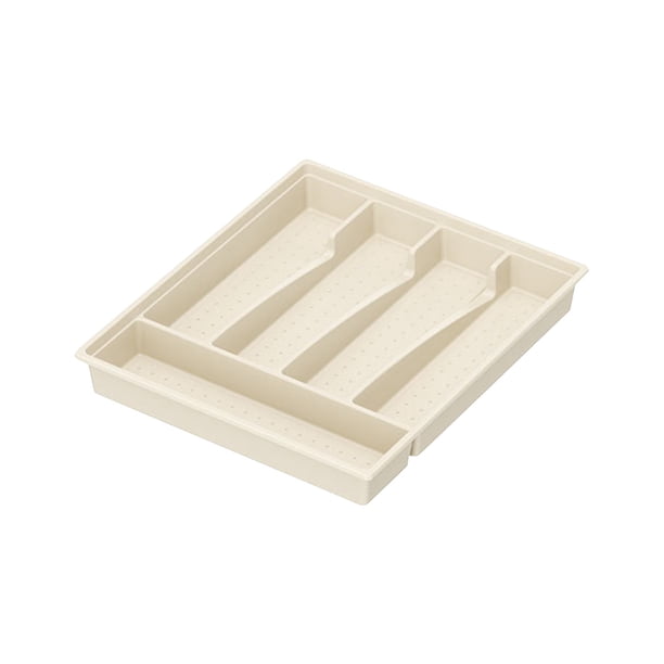 Soporte para utensilios de cocina con tapa, bandeja de plástico para cubiertos para cajón, organizador de cubiertos de 5 compartimentos