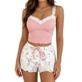 thumbnail image 3 of Loopsun Womens Pajamas Sets Solid Thin Straps Fitted Top Matching Shorts Two Piece Outdoor Loungewear, 3 of 5