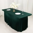 thumbnail image 3 of Efavormart 6ft Hunter Emerald Green Spandex Fitted Rectangle One Piece Tablecloth Table Skirt, Stretchy Table Skirt Cover With Ruffles, 3 of 11