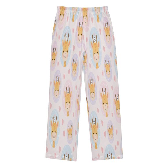 Boys Long Pajama Pants Soft Sleepwear Kids Lounge PJ Bottoms with Side Pockets for Home Cute Giraffe Pattern Small