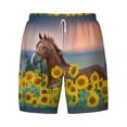 thumbnail image 4 of Lsque Mens Swim Trunks Horse Sunflowers Pattern - Bathing Suit Compression Liner - Beach Swim Shorts Swimwear - (S-3XL) - Stretch Quick Dry -X-Large, 4 of 9