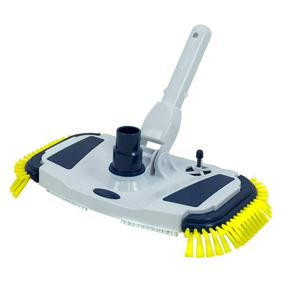 Weighted Pool Vacuum Head with Side Brushes for Cleaning Above Ground & Inground Swimming Pool | Flexible Handle with EZ Clips | Quickly Clean Walls, Corners and Slopes