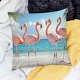 thumbnail image 2 of Patifu Flamingos Beach Surrealism Pillowcase Short Plush Home Furnishing 12x12in, 2 of 5