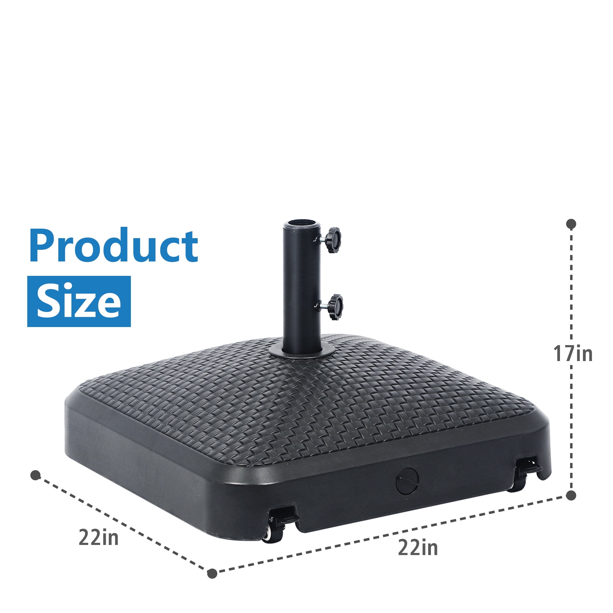 Abble 170 lbs Outdoor Cantilever Patio Umbrella Base Offset Umbrella Stand with Handle and Wheels for Garden Backyard Poolside in Black