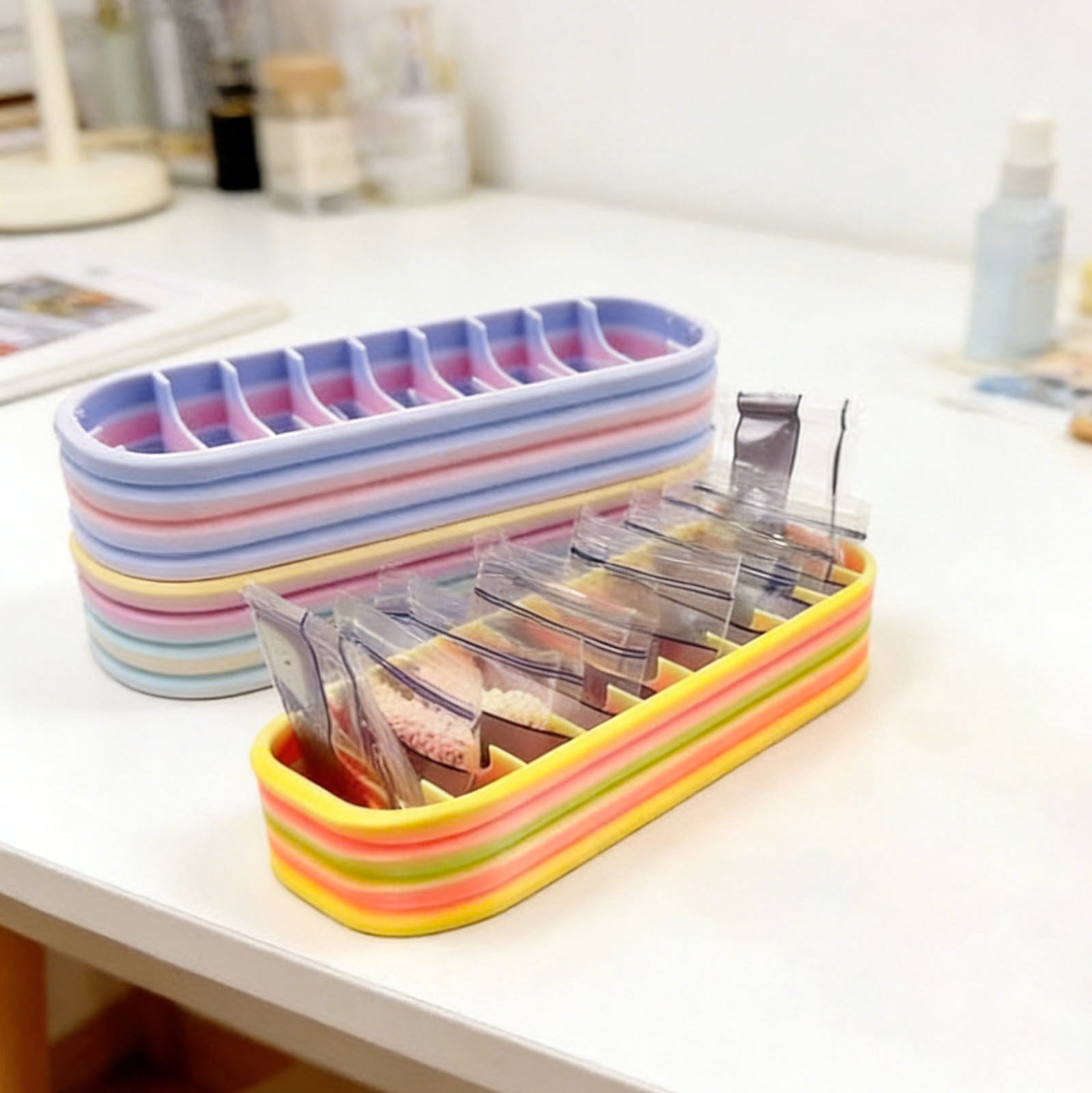 6Pcs Diamond Art Storage Case, 10 Compartment Craft Organizer for Diamond Painting Supplies Beads Drills Pens Tools, Portable Storage Box for Painting Trays