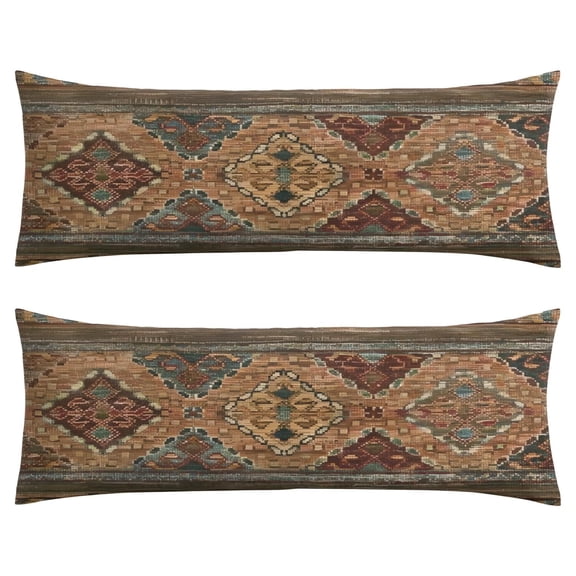 Retro Tribal Body Pillow Cover 20x54 - Rustic Long Pillow Case with Zipper - Earthy & Aesthetic Room Decor - Soft & Skin-Friendly Pillowcase