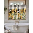 thumbnail image 4 of Sunflowers Living Room Curtains 2 Panel, Yellow Flowers Butterfly Farmhouse Black Plaid Cafe Window Treatment, Farmhouse Bedroom Bathroom Kitchen Curtains Drapes 104"x45", 4 of 6
