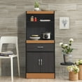 thumbnail image 2 of Hodedah 54" Tall Kitchen Cabinet with Open Shelves, 1-Drawer and Bottom Enclosed Storage, Black-Beech, 2 of 3