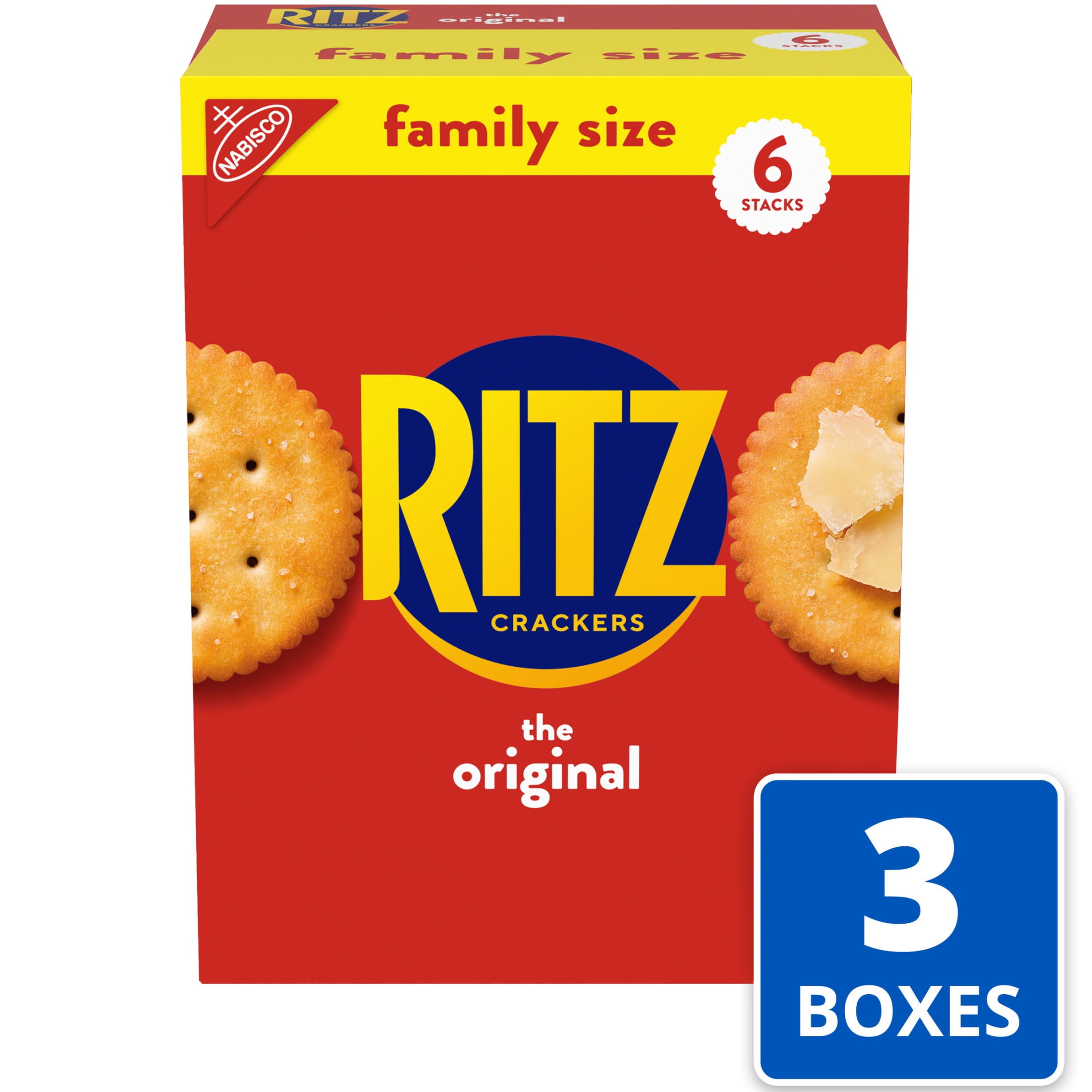 RITZ Original Crackers, Snacks for Kids and Adults, Bulk Lunch Snacks, Family Size, 3 Boxes