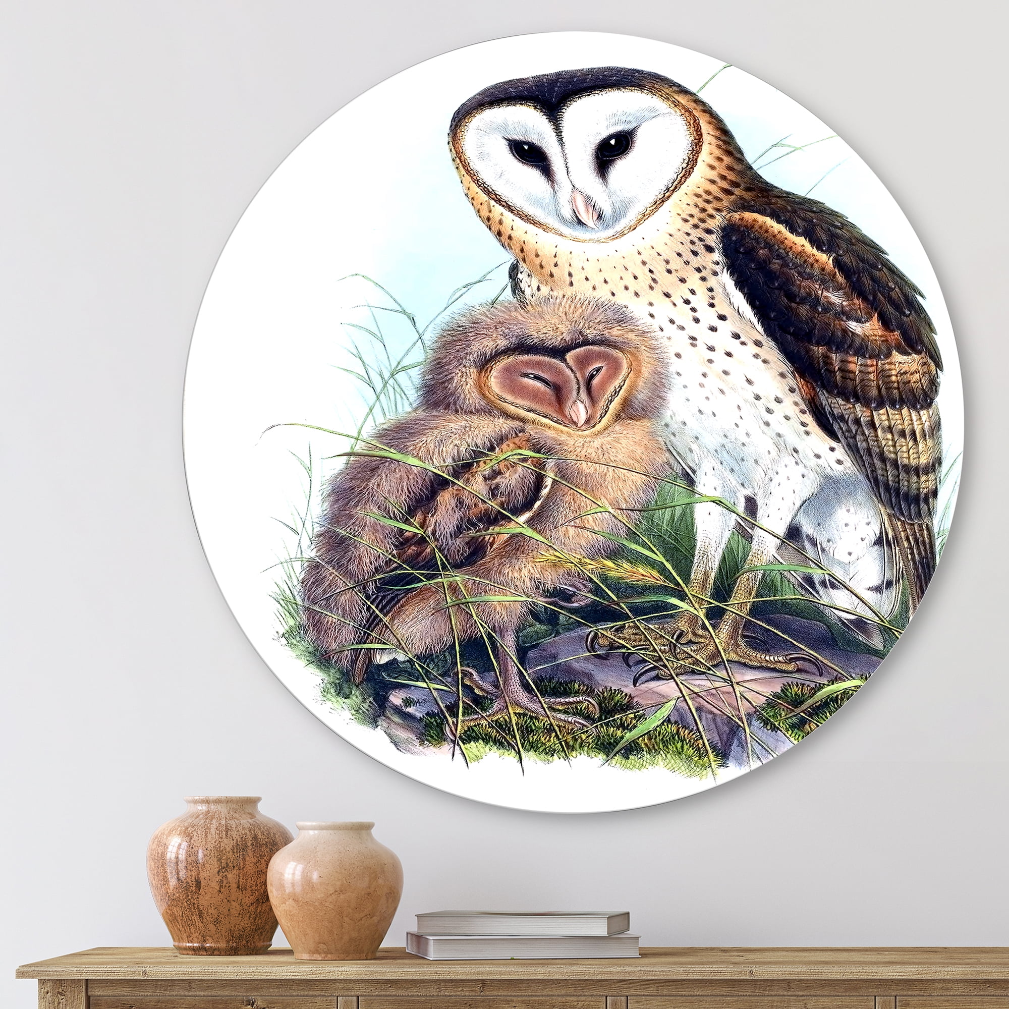 Designart 'Ancient Birds I' Traditional Circle Metal Wall Art 23x23 - Disc of 23
