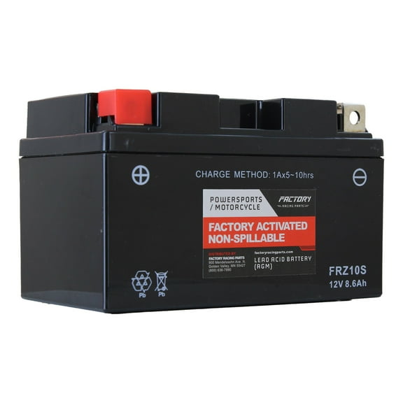 Factory Racing Parts FRZ10S AGM Battery  Maintenance Free  Ready to Install - Compatible With ATVs, Motorcycles, and Scooters YTZ10S, BTZ10S