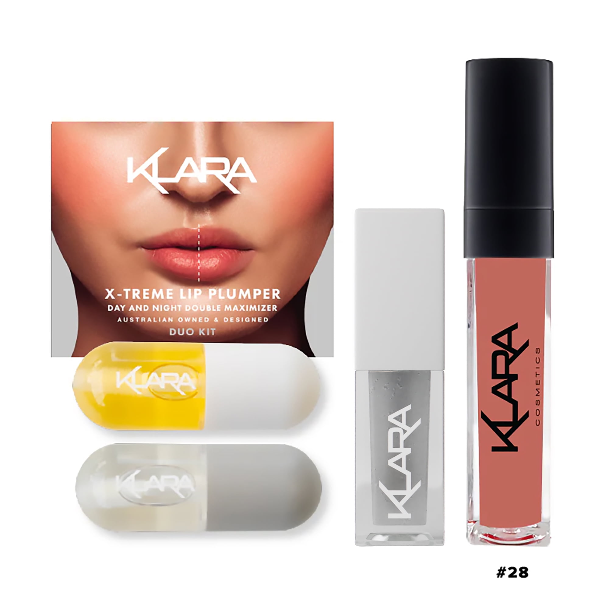 Klara Cosmetics The Lip Therapy Kit, Lip Gloss, Liquid Lipstick, 3 Pc