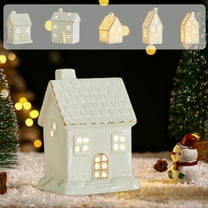 Ceramic Little House Ceramic Christmas Deer Snowman Old Man Luminous Scene Decoration Ornament 11x7cm for Holiday Tabletop Display 1Pcs【A】 Rkxzt