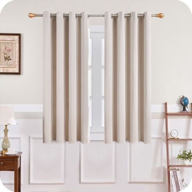Thermal Insulated Blackout Curtain 140x160 cm Short Beige Interior Small Window Curtains for Living Room Bedroom Set of 2 with Eyelets