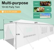 COBIZI 10x30 Party Canopy Tent with 8 Removable Sidewalls, Waterproof Outdoor Shelter for Weddings and Events, White