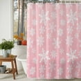 thumbnail image 3 of Shower Curtain 60"W x 72"L Winter Christmas Snowflakes Pink Texture Fabric Shower Curtains Set with Hooks Water Repellent Bathroom Curtains Machine Washable Bathroom Accessories, 3 of 9