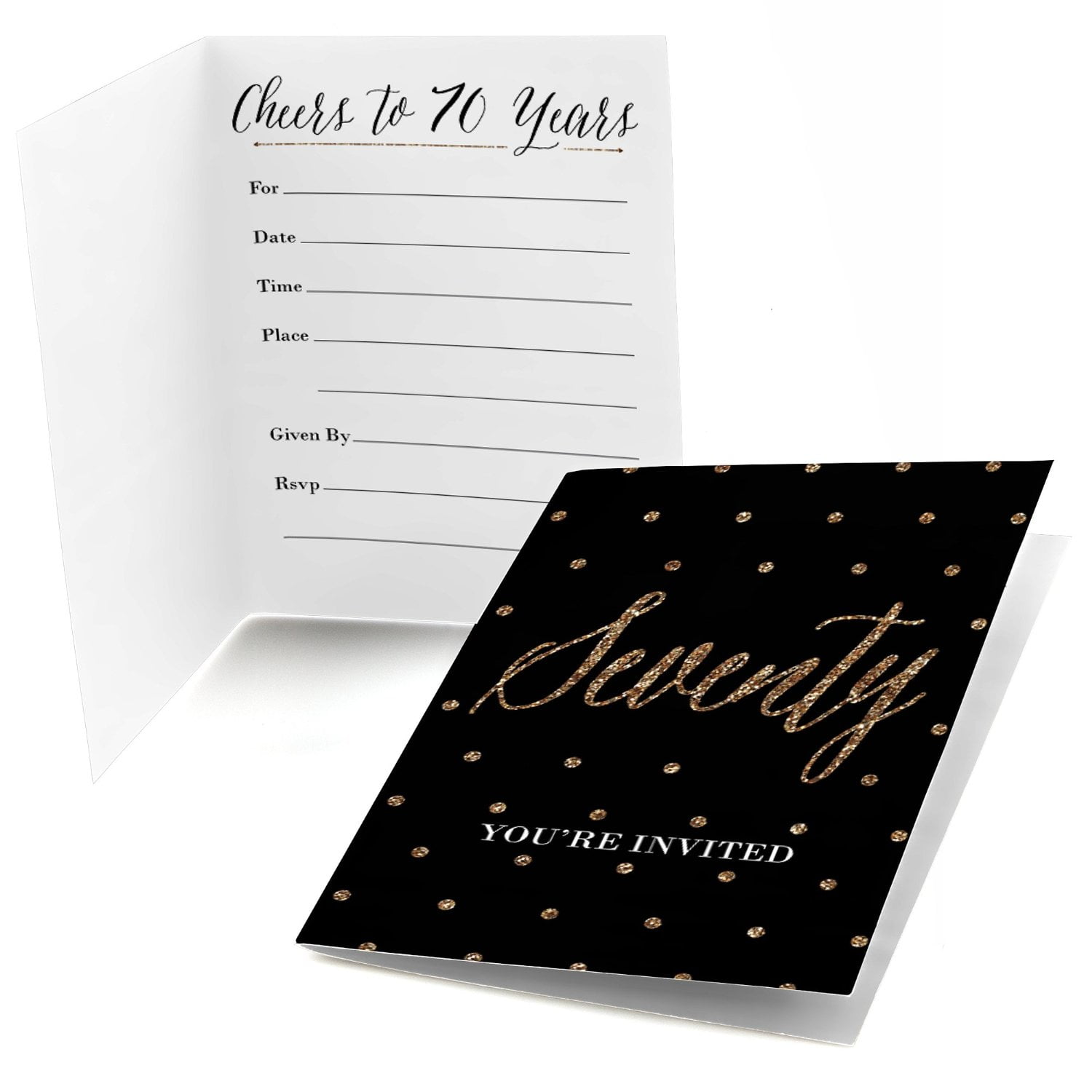 Chic 70th Birthday - Fill In Birthday Party Invitations (8 count)