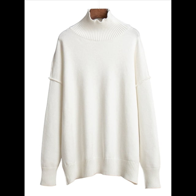 Suéter de Larga y Cuello Alto para Mujer, Estilo Informal, Holgado, de Punto Grueso, para Otoño e Invierno. M