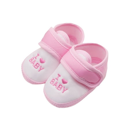 

Wazshop Newborn First Walkers Shoe Prewalker Crib Shoes Soft Sole Sneakers Anti Slip Cartoon Walking Sneaker Infant Flats Magic Tape Cute White Pink 3C