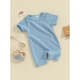 thumbnail image 3 of Suealasg Baby Girls Boys Shorts Jumpsuit Newborn Romper Solid Color Short Sleeve Crew Neck Infant Summer Clothes for Boys Girls, 3 of 9