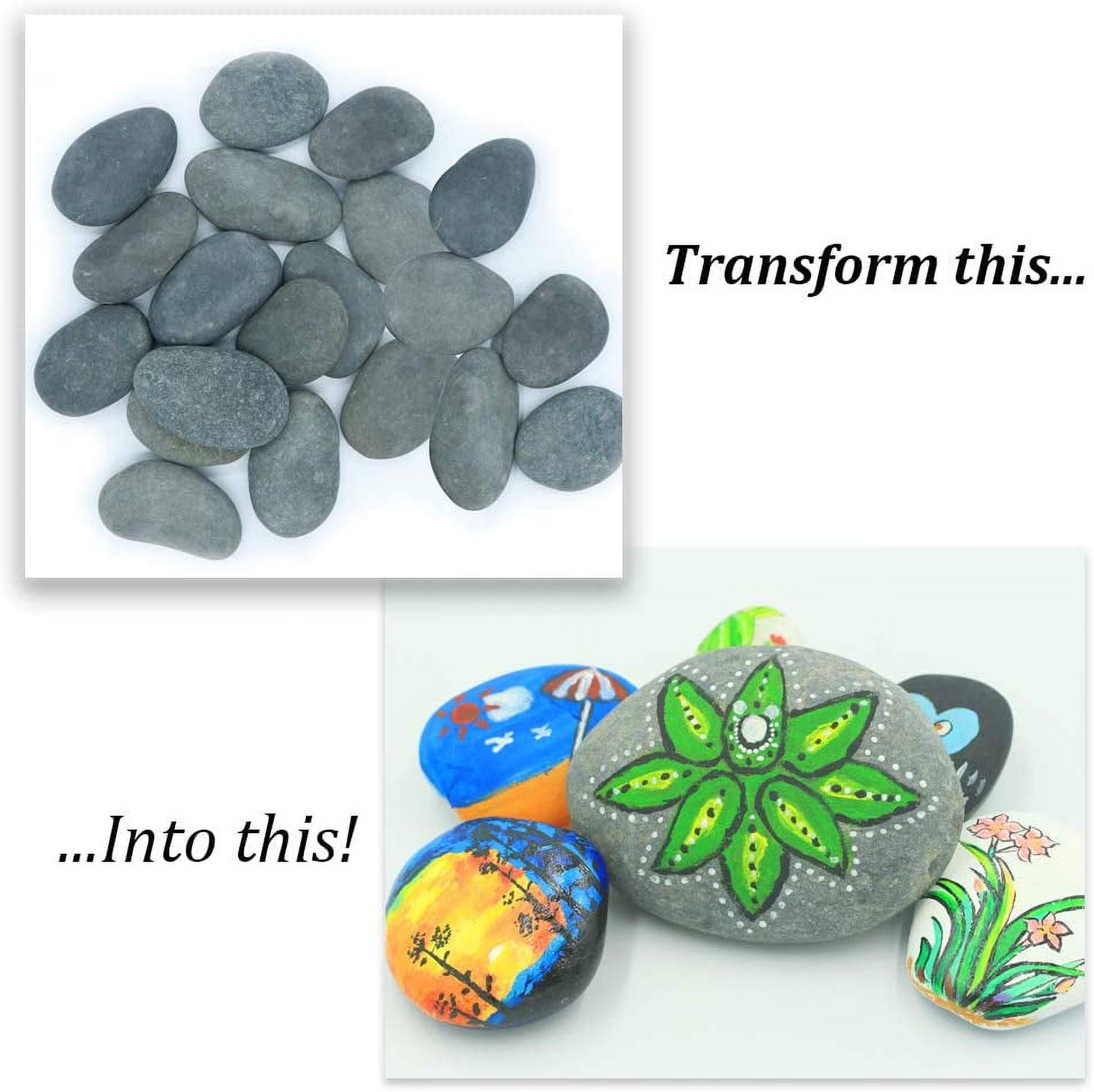  Jongdari 6Pcs Extra-Large River Rocks for Painting, 4.72-5.51  Inch Rock Painting Kit Bulk for Kids, Flat Rocks and Smooth Stones,  Kindness Stones for Crafts Arts DIY Decoration