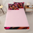 thumbnail image 4 of Castle Fairy Black Girl Chic Floral Zipper Twin Comforter Sets with Fitted Sheet and 2 Pillowcases,Graffiti Splash Zipper Bedding Set,Pink Black,Grey Reversible,4-Piece, 4 of 6