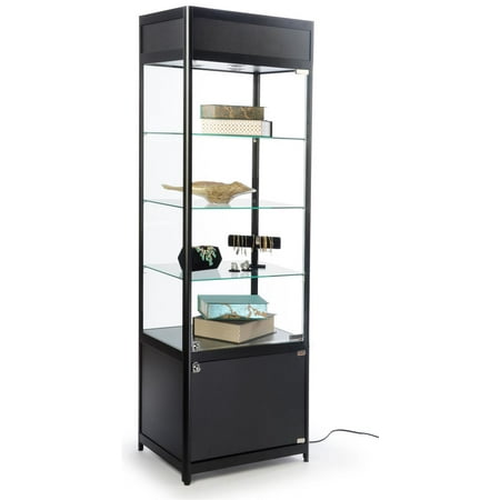 Displays2go Glass Display Case Adjustable Shelves Locking Door