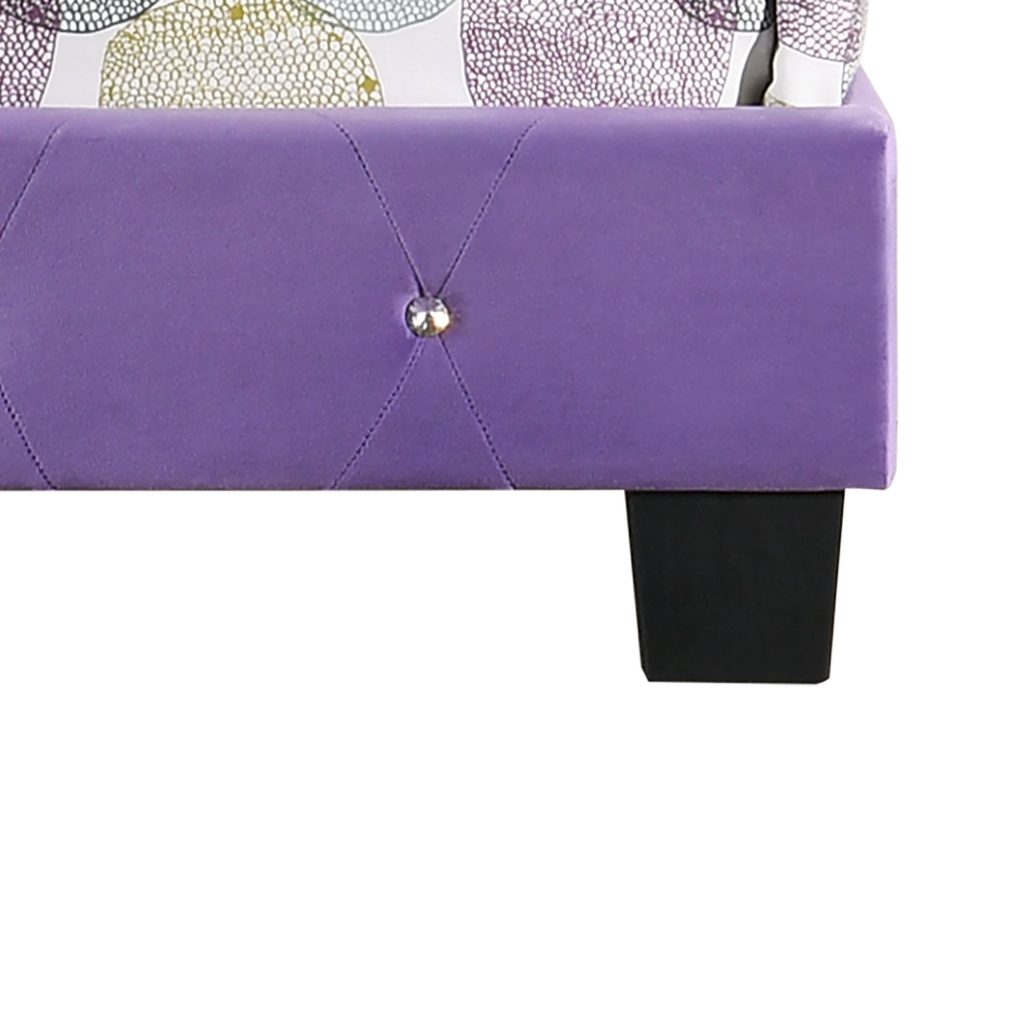 Noble House Casual Velvet Twin Bed for Kids with Tufted Headboard, Wood Supports, Purple