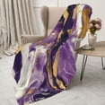 thumbnail image 3 of Fuzoiu Purple Gold Marble Swirls Print Flannel Throw Blanket,Light Weight Warm Decorative,Throw Blanket Cover for Sofa, Couch, Bedroom,Travel-50"x40", 3 of 6