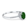 thumbnail image 2 of Halo Oval Fashion Ring Green Emerald CZ Accent 925 Sterling Silver Size 6, 2 of 6