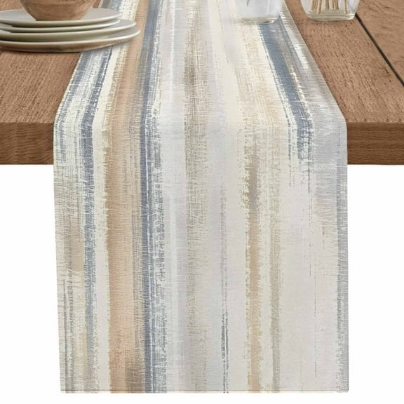 Beige Grey Table Runner 120 Inches Long for Dining Table Decor,Abstract Mottled Art Retro Modern Painting Burlap Linen Farmhouse Table Runner Coffee Table Runners Dresser for Kitchen Party Holiday
