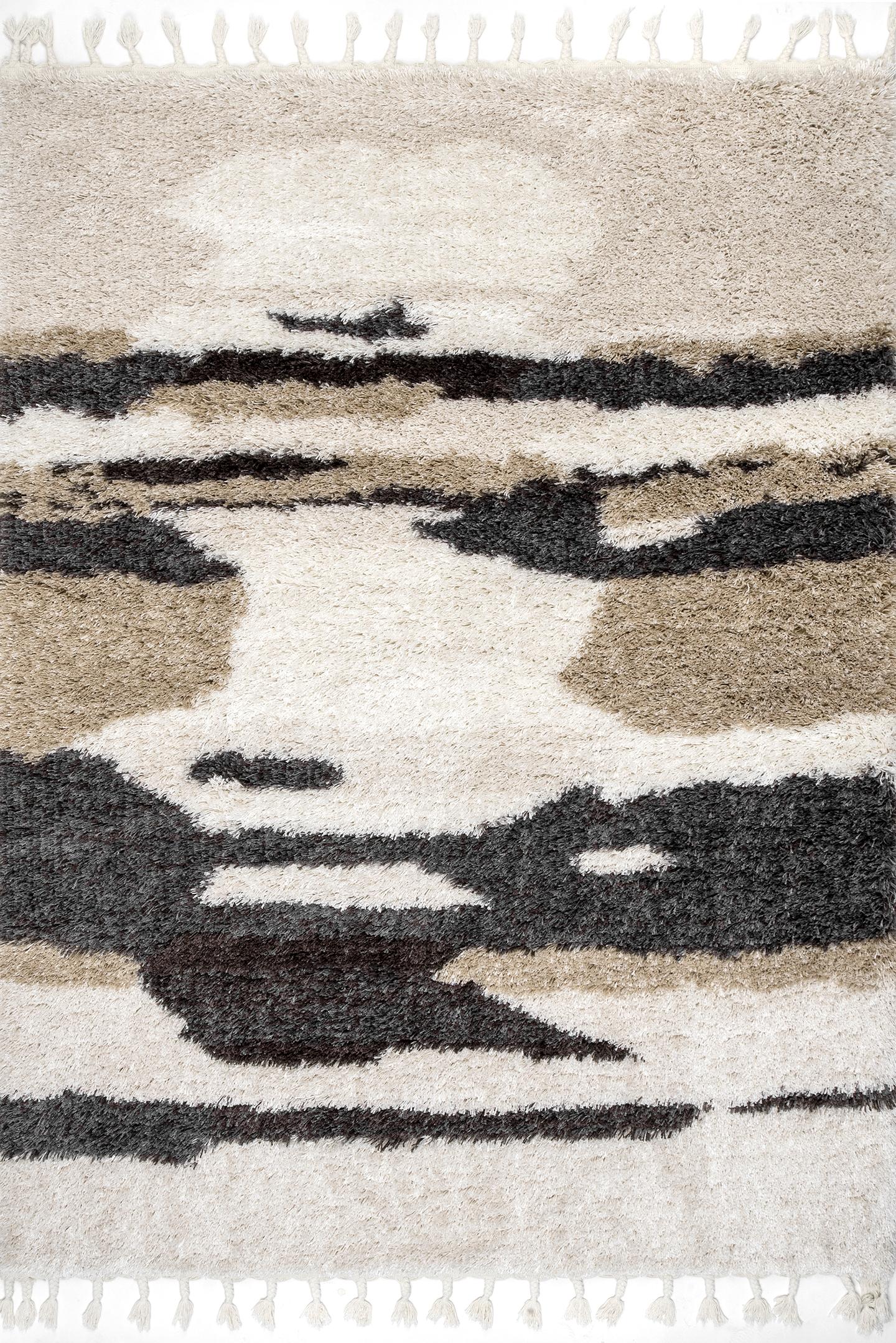 nuLOOM Elliot Soft Abstract Shag Tassel Area Rug, 5' 3" x 7' 6", Beige