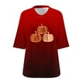 thumbnail image 4 of IROINNID Women Halloween Printed V Neck Three Quarter Sleeve T Shirt Casual Loose Fit Top Comfortable Soft Fabric Trendy Fall Apparel for Everyday Wear Party(Red#1,L), 4 of 4