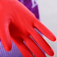 thumbnail image 5 of 1 par de guantes de goma flexibles y cómodos para limpiar platos rojos, guantes largos de goma para lavar platos, accesorios de limpieza de cocina, 5 of 5