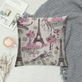 thumbnail image 2 of Eiffel Tower Throw Pillow Cushion Cover, in Paris Theme Flowers Hot Air Balloon , Decorative Square Accent Pillow Case, Pale Pink White, 2 of 5