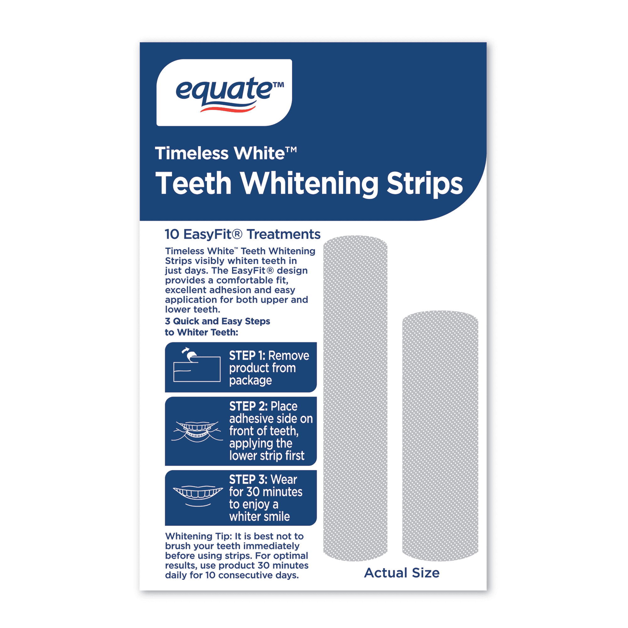Equate 10-Day Timeless White Teeth Whitening Strips, 20 Count