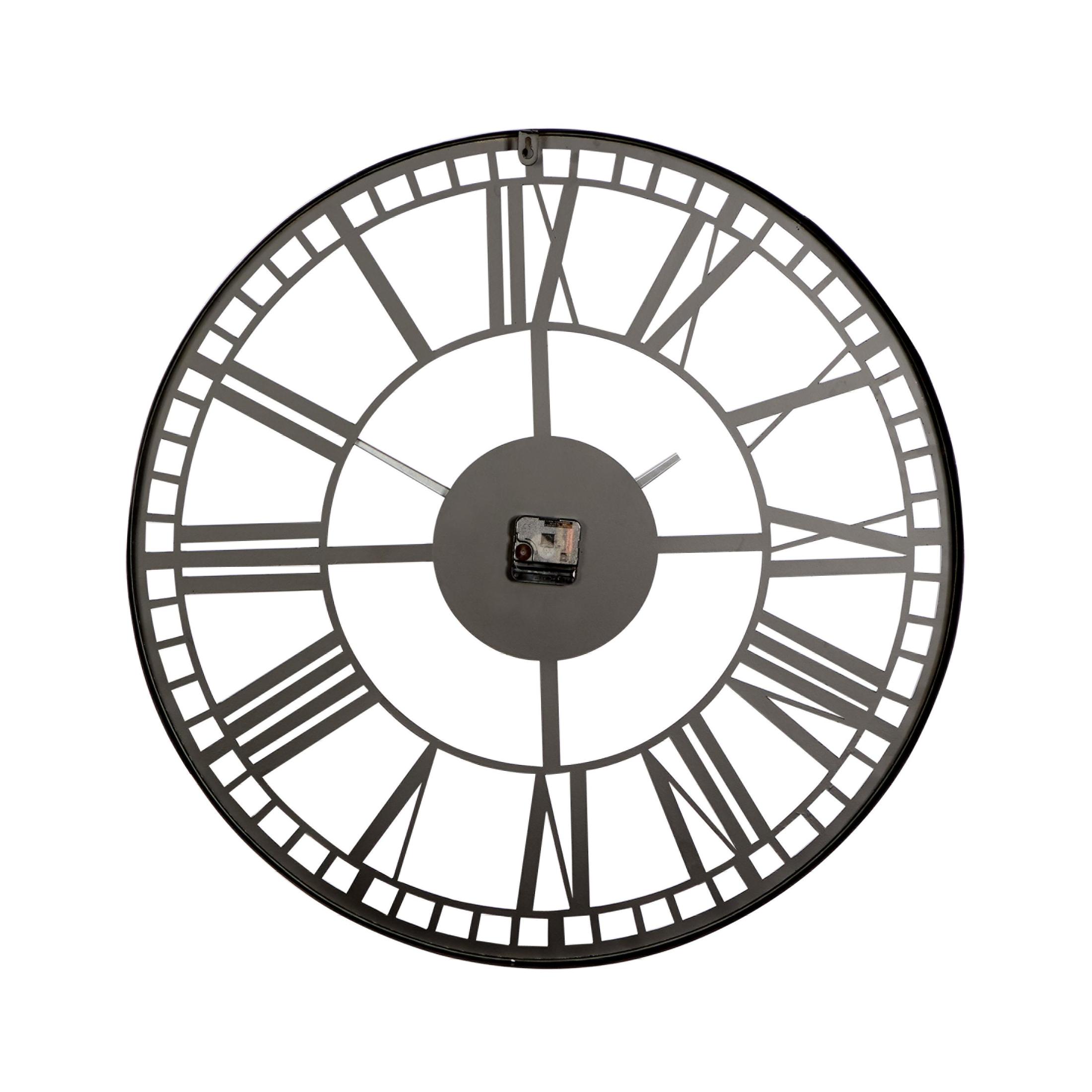 DecMode 28" Dark Gray Metal Open Cutout Frame Wall Clock