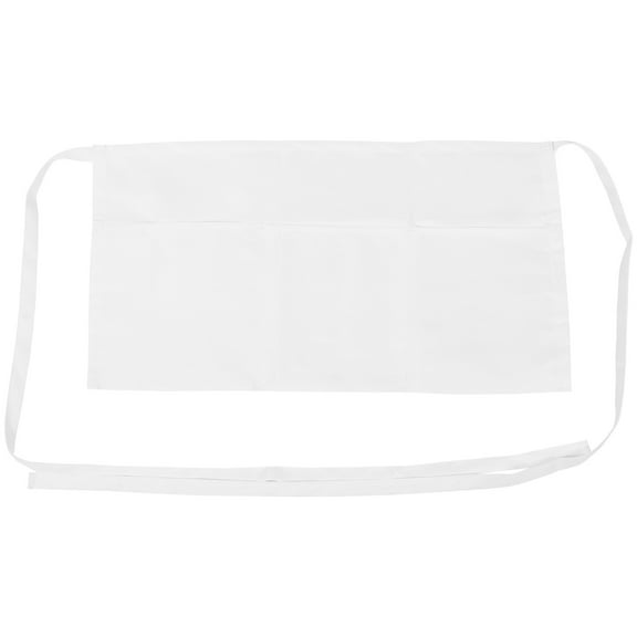 OFFIGAM White Half Apron with Pockets for Cooking and Serving, Practical Comfortable Kitchen Apron for Men and Women