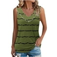 thumbnail image 2 of Tank Tops for Women under $5 Plus Size Clearance Sleeveless Stripe Ruffles V-neck Casual Shirt Army Green L, 2 of 6