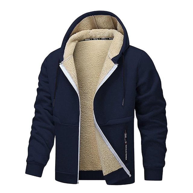 Sudadera con capucha y cremallera Wancir para hombre, forro polar y bolsillo con cremallera, sudadera con capucha gruesa, ajuste holgado, chaqueta deportiva de invierno