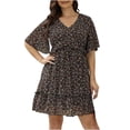 thumbnail image 2 of SMihono Robe d'Été Bohème pour Femmes Grande Taille Robe d'Été Décontractée à Manches Courtes Col en V Imprimée Robe Ample, 2 of 9