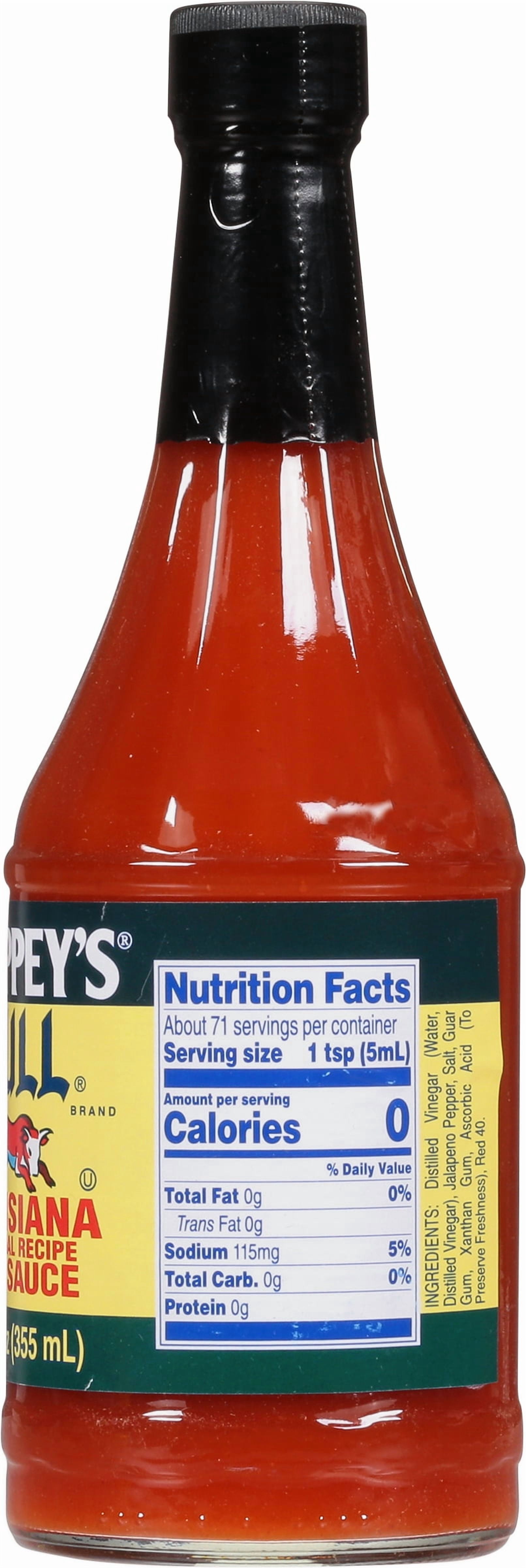 (2 pack) Trappey's Bull Louisiana Original Recipe Hot Sauce, 12 fl oz Glass Bottle