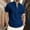 Navy, variant on Men's Short Sleeve Casual Shirt, Solid Color Stand Collar, 3-Button Versatile Summer Top