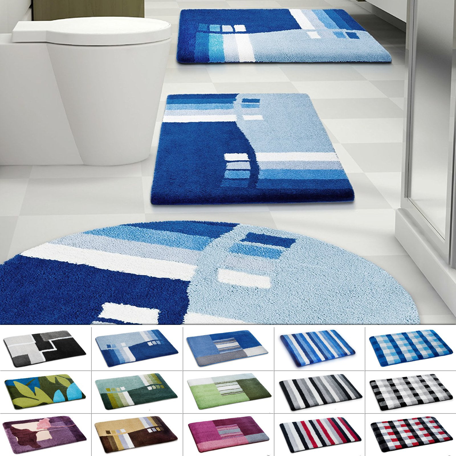 Blue Funny Doormat Area Floor Mat Carpet Non-slip Bathmats Swimming Pool Print 