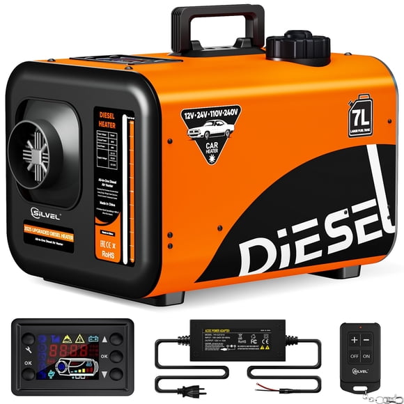 Calefactor diésel SILVEL 8 kW 110 V 12 V 24 V con pantalla LCD y control remoto
